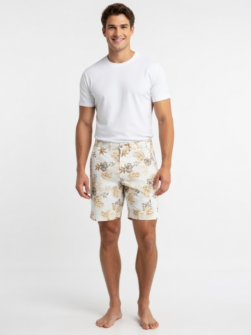 The Foundry Supply Co. Contrast Label Cotton Shorts. White & Brown (Size:52)